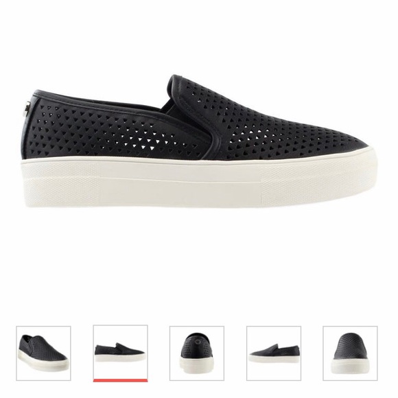 steve madden black slip on sneakers